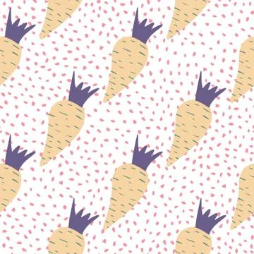 Cute radish seamless pattern on dots background. Botanical wallpaper. Stock Illustration