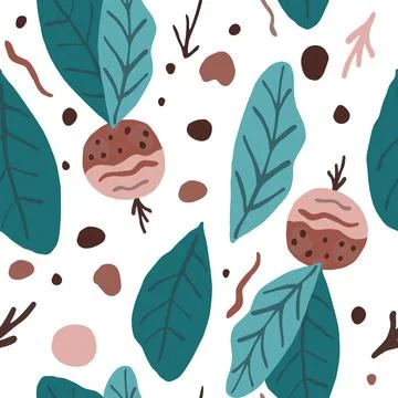 Cute radish seamless pattern. radish with leaves backdrop. White background Stock Illustration