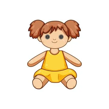Cute rag doll toy sitting and smiling Stock Illustration
