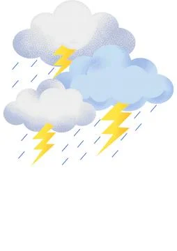 Cute Rain Cloud with Lightning Vector Illustration Stock Illustration