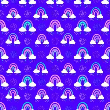 Cute rainbow and clouds seamless pattern. Baby pattern. Vector illustration Illustrazione stock