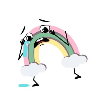 Cute rainbow character with crying and tears emotion Stock-Illustration