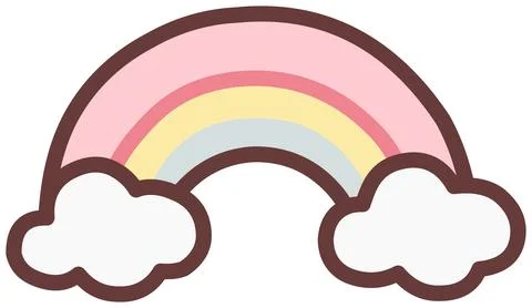 Cute Rainbow with Clouds Ilustração Stock
