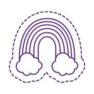 Cute rainbow with clouds patch line style icon vector design Illustrazione stock