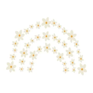Cute rainbow with flowers Stock Illustration