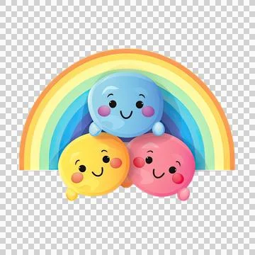 Cute rainbow isolated on white background. Transparent use for T shirt scre.. Stock Illustration