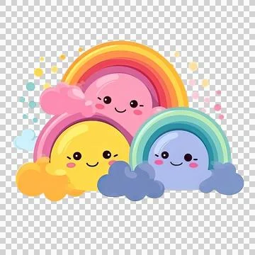 Cute rainbow isolated on white background. Transparent use for T shirt scre.. Stock Illustration