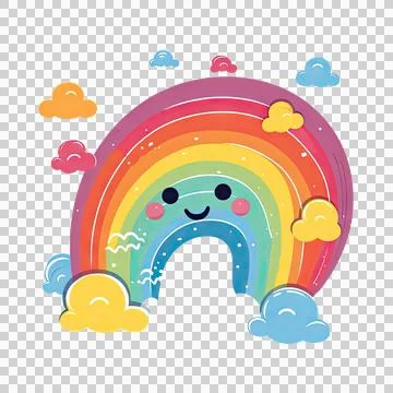 Cute rainbow isolated on white background. Transparent use for T shirt scre.. Stock Illustration