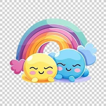 Cute rainbow isolated on white background. Transparent use for T shirt scre.. Stock Illustration