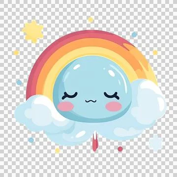 Cute rainbow isolated on white background. Transparent use for T shirt scre.. Stock Illustration