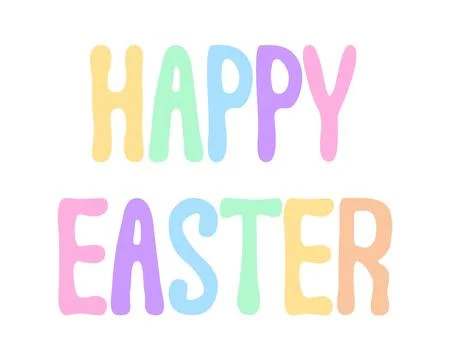Cute Rainbow Pastel Happy Easter Bubble Letter Text Stock Illustration