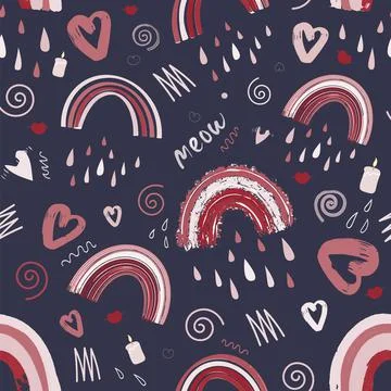 Cute rainbow pattern. pattern for Valentines Day Illustrazione stock