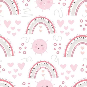 Cute rainbow patterns Creative childish print for fabric, wrapping, textile, Illustrazione stock
