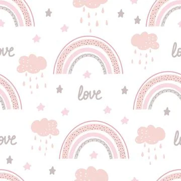 Cute rainbow patterns Creative childish print for fabric, wrapping, textile, Stock Illustration