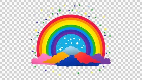 Cute rainbow, rainbow with clouds icon. isolated on background Stock Illustration
