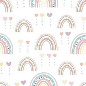 Cute rainbow seamless pattern Creative childish print for fabric, wrapping, t Illustrazione stock