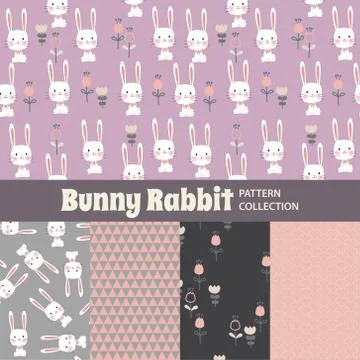 Cute Rainbow Seamless Texture Pattern Collection Stock Illustration