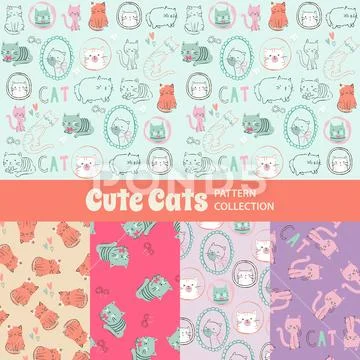 Cute Rainbow Seamless Texture Pattern Collection Stock Illustration