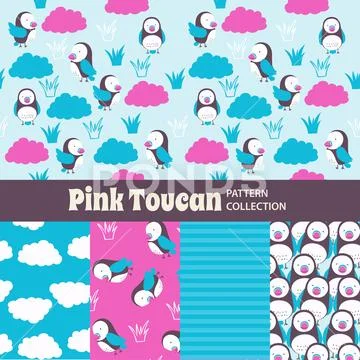 Cute Rainbow Seamless Texture Pattern Collection Stock Illustration
