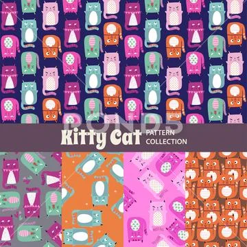Cute Rainbow Seamless Texture Pattern Collection Stock Illustration