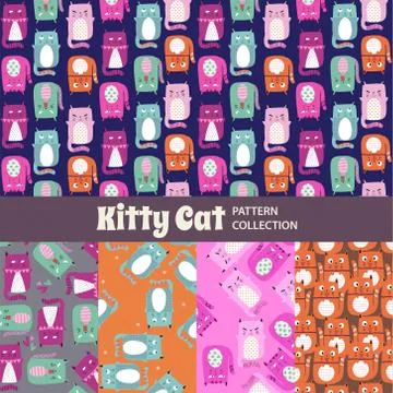Cute Rainbow Seamless Texture Pattern Collection Stock Illustration