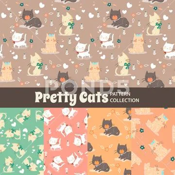 Cute Rainbow Seamless Texture Pattern Collection Stock Illustration