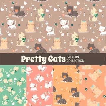 Cute Rainbow Seamless Texture Pattern Collection Stock Illustration