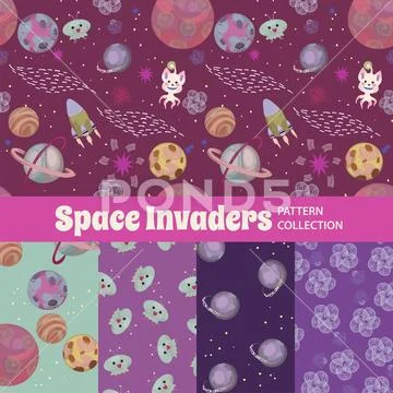 Cute Rainbow Seamless Texture Pattern Collection Stock Illustration