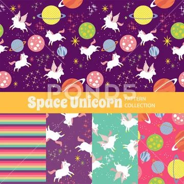 Cute Rainbow Seamless Texture Pattern Collection Stock Illustration