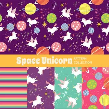 Cute Rainbow Seamless Texture Pattern Collection Stock Illustration