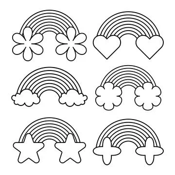Cute Rainbow Variations with Decorative Ends Stock Illustration