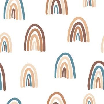 Cute rainbows seamless pattern. Trendy background for textile and wrsppoimnhg Stock Illustration