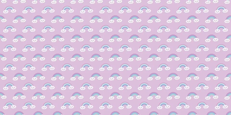 Cute rainbows seamless repeat pattern background design. イラスト素材