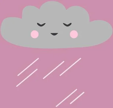 Cute rainy cloud in cartoon style. Weather forecast icon Stock Illustration