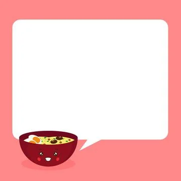 Cute Ramen Noodle with Speech Bubbles Stock Illustration
