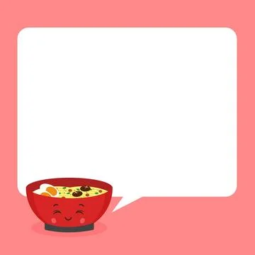 Cute Ramen Noodle with Speech Bubbles Stock Illustration