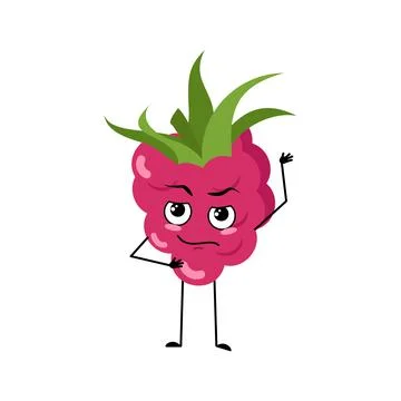 Cute raspberry character with emotions, face Stock-Illustration