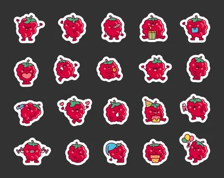 Cute raspberry character. Sticker Bookmark. Stockillustratie