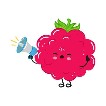Cute raspberry mascot announcing with a megaphone Illustrazione stock