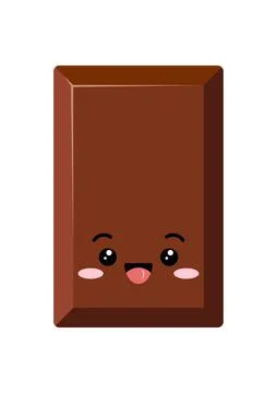 Cute rectangular chocolate bar piece kids emoji character vector icon. Stock Illustration