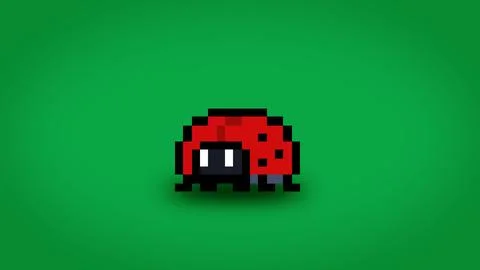 Cute red 8 bit lady bird or bug background - high res 4k wallpaper Stock Illustration