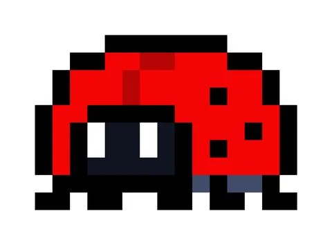 Cute red 8 bit lady bird or bug - isolated vector Stock Illustration