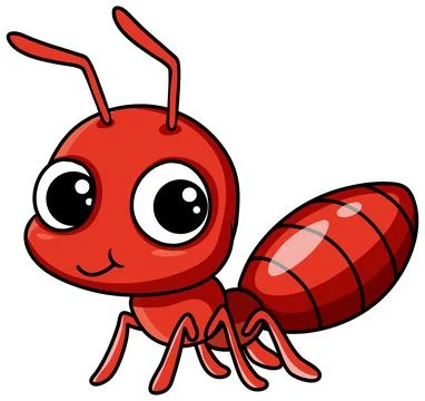 Cute Red Ant Cartoon Character Vector Illustration on White Background Ilustración de archivo