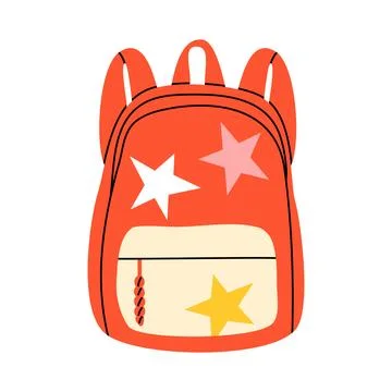 Cute red backpack with star pattern vector 스톡 일러스트