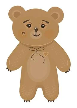Cute red bear kawaii boho style Stock Illustration