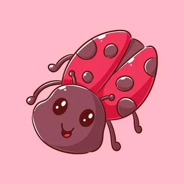Cute red beetle is walking and smiling Stock Illustration