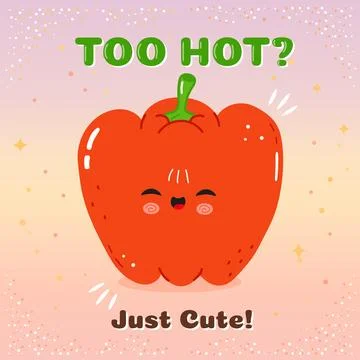 Cute red bell pepper smiling feeling happy Stock Illustration