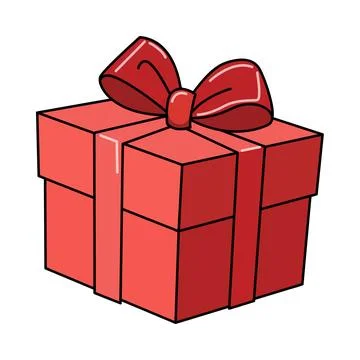 Cute red box with ribbon Stock Illustration