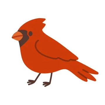 Cute red cardinal bird profile vector illustration. Flat design flying garden Stock Illustration