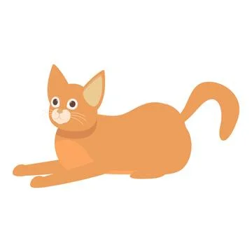 Cute red cat lying down on belly and looking up Illustrazione stock